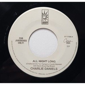 Charlie Daniels Vinyl 45 All Night Long / America, I Believe In You VG Country